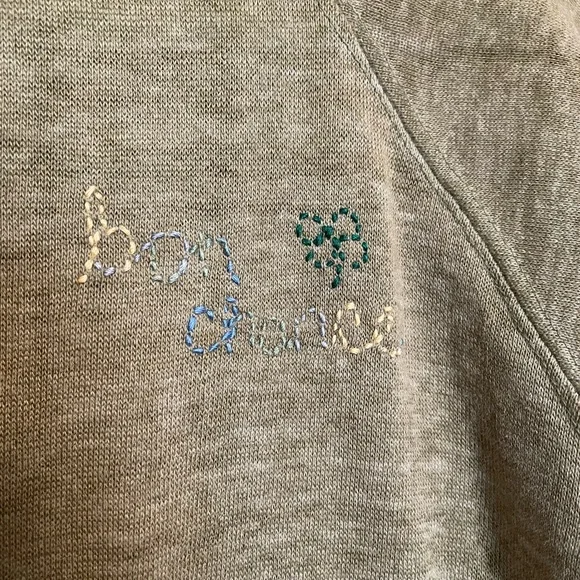 Vintage Olive Green Sweatshirt w/Hand Embroidery - BON CHANCE - Picture 2 of 5